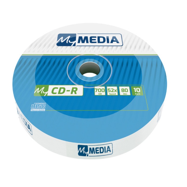 Set 10 CD-R 700 Mb, 52X, My Media 69204, 80 min, cu logo, ambalat in folie