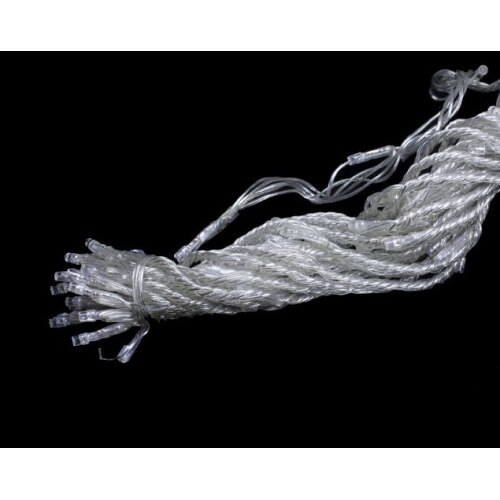 Instalatie de Craciun Perdea tip Turturi Fir Transparent 5 M X 1 M, 240 Leduri, Culoare Alb Rece