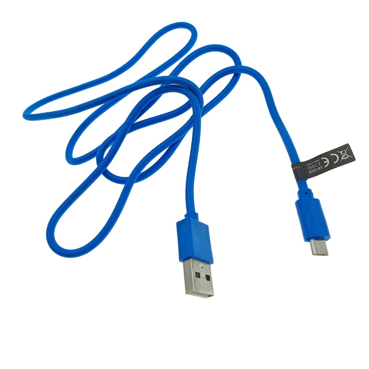 Cablu cu conectori USB 2.0 tata la microUSB tata, 1 metru, Esperanza 91970, invelis textil, albastru