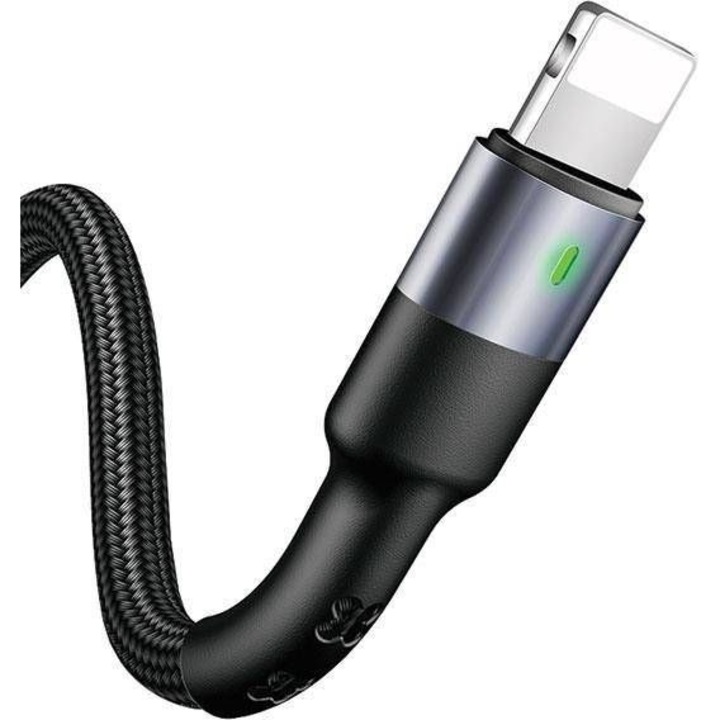 USAMS Braided U26 Lightning kábel 1m (1 db a készletben) 2A Gyors Töltés fekete SJ311IP01 (US-SJ311)