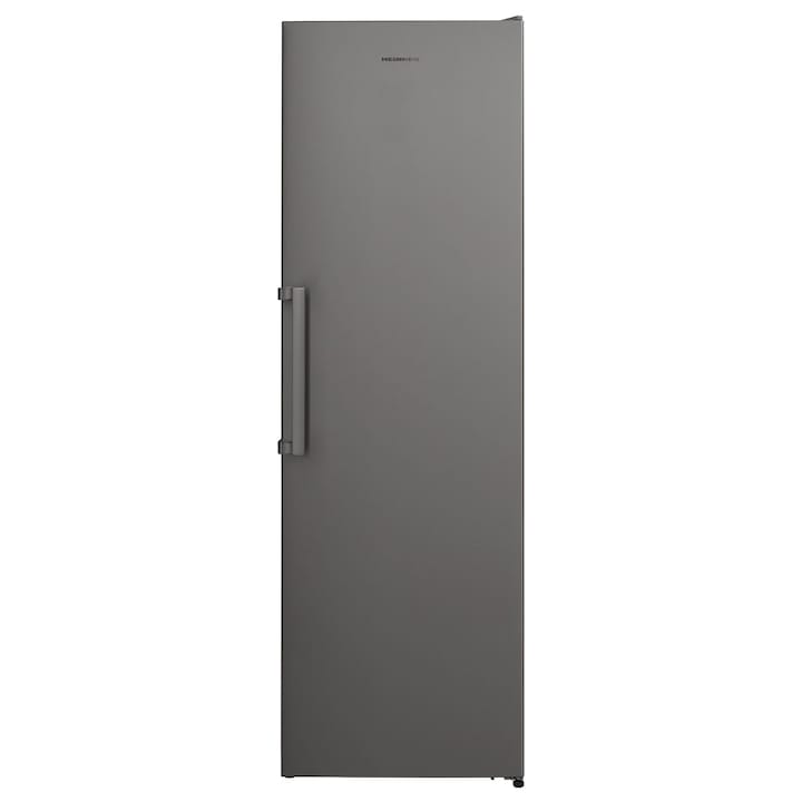 Хладилник с 1 врата Heinner HF-V401NFXF+, 389 л, Клас F, Full No frost, Електронен контрол, Супер охлаждане, H 186 см, Сребрист