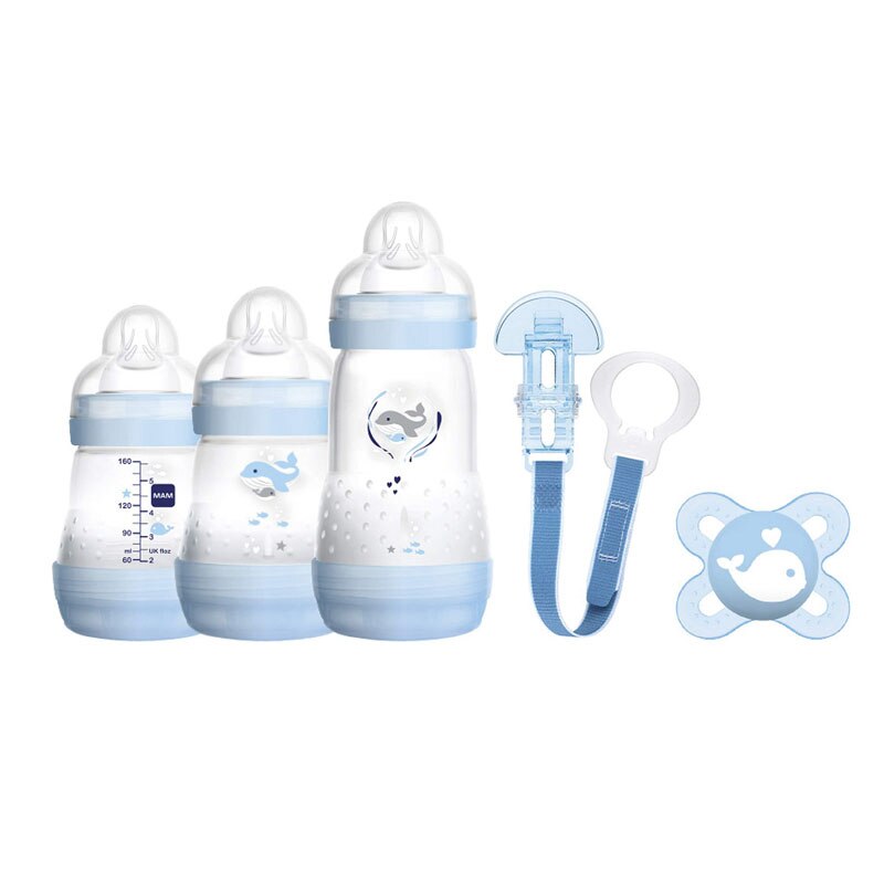 Set 6 piese alimentatie bebelusi 0+ luni MAM 286001A, Albastru