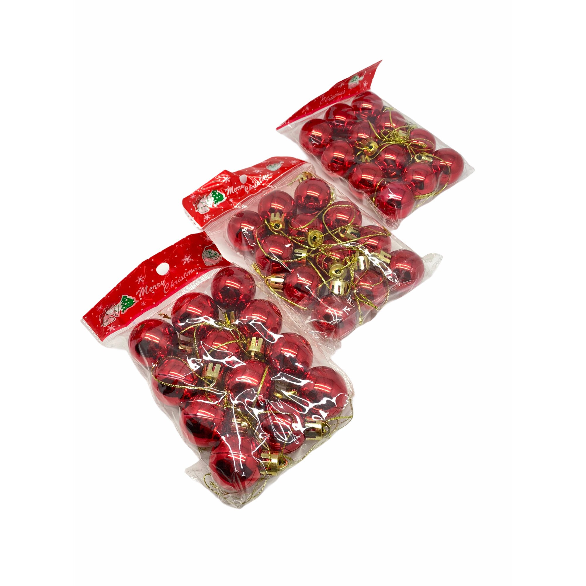 Set 36 globuri brad, Atelier, Rosu, 3cm