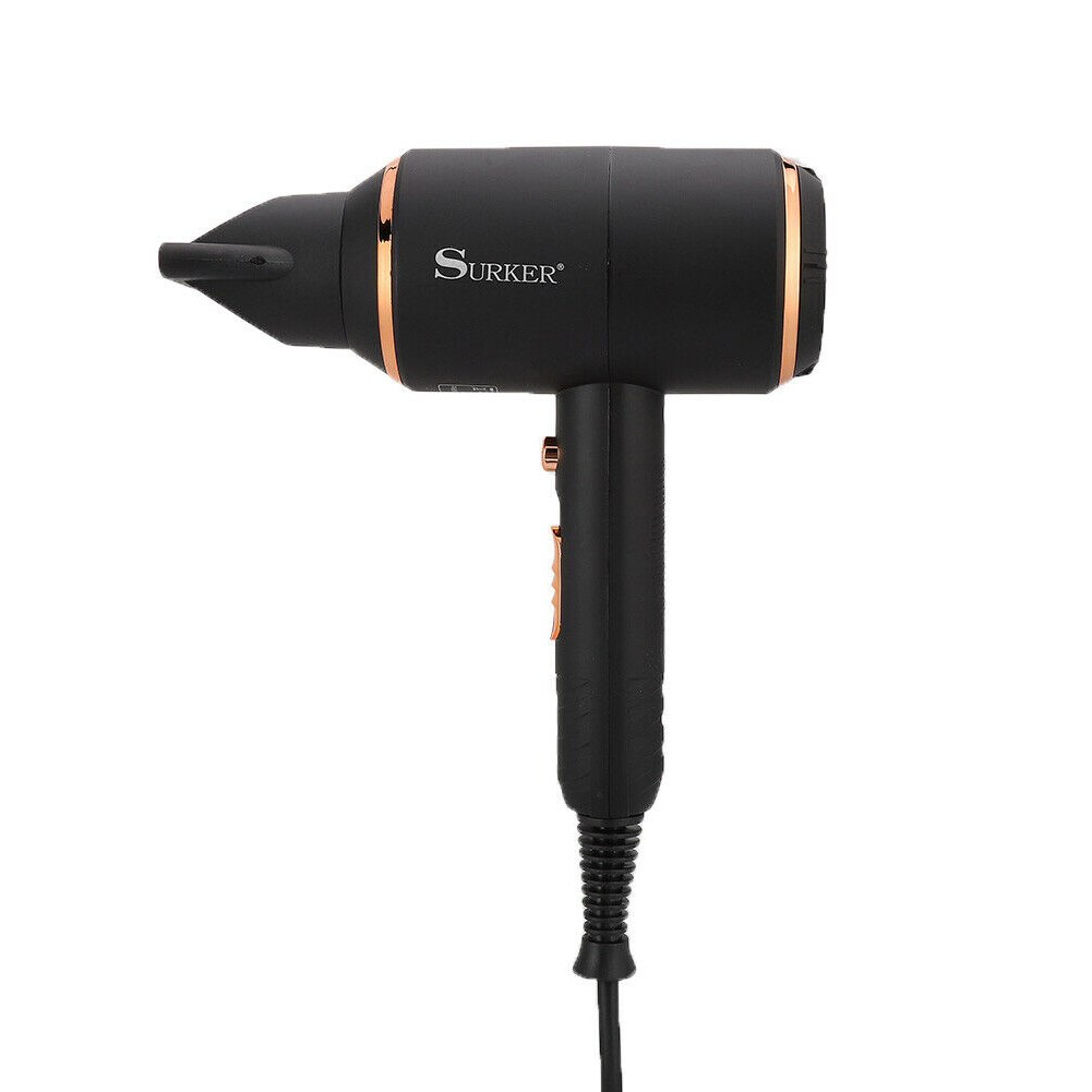 Uscator de par profesional Surker SK-3802, putere 3000 W, buton aer rece, 3 trepte viteza, 3 capete interschimbabile, Negru