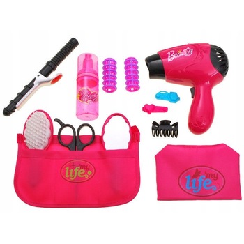Trusa de Jucarie, Micul Hairstilist, 13 Piese in Set, Contine Uscator cu Baterie, Ondulator, Foarfeca, Oglinda, Perie de Par, Protectie pentru Haine, Centura cu Buzunare, Roz Trusa de Jucarie, Micul Hairstilist, 13 Piese in Set, Contine Uscator cu Baterie, Ondulator, Foarfeca, Oglinda, Perie de Par, Protectie pentru Haine, Centura cu Buzunare, Roz
