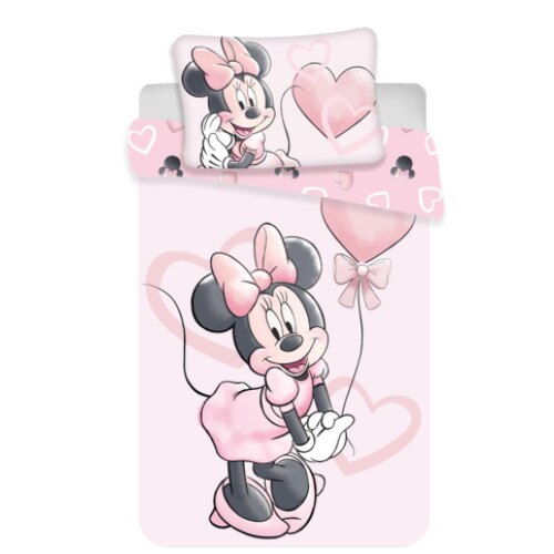 Set lenjerie de patut copii Minnie Pink Heart 2 piese