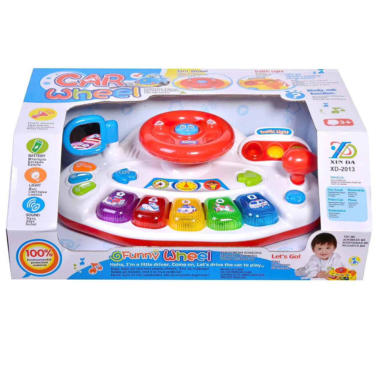 Volan bebelusi cu semafor, schimbator, oglinda retrovizoare si claxon, + 3 ani