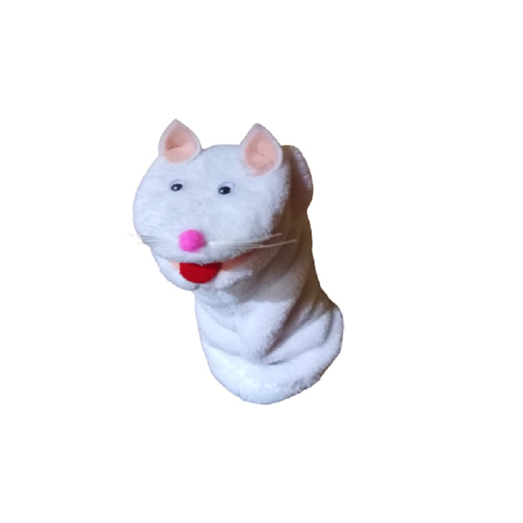 Papusa de mana pisica, plus, alb 30 cm