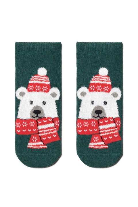 Коледни чорапи с шарка Conte Elegant, 442, 36-39, Зелен