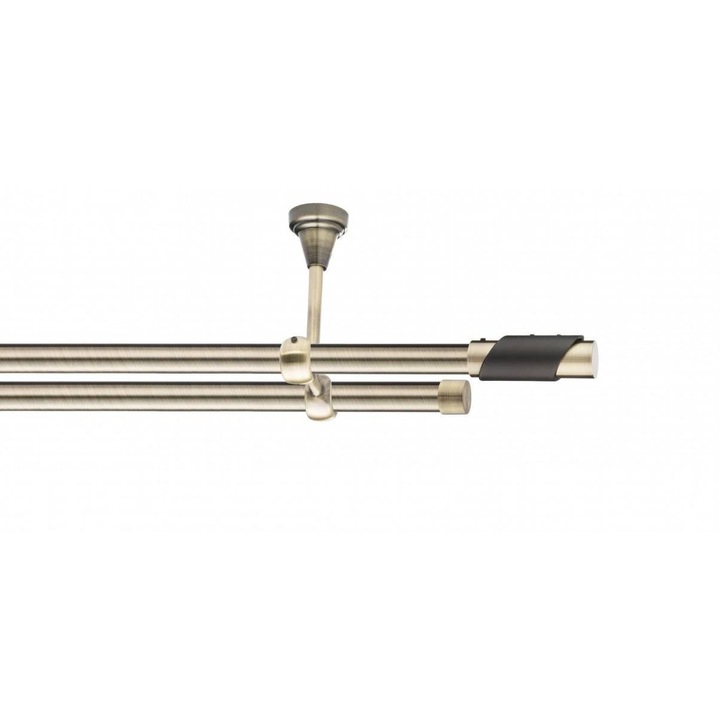 Galerie metalica Paris -fara inele, dubla - de tavan, 19mm x 4.0m, antique brass (auriu antic)