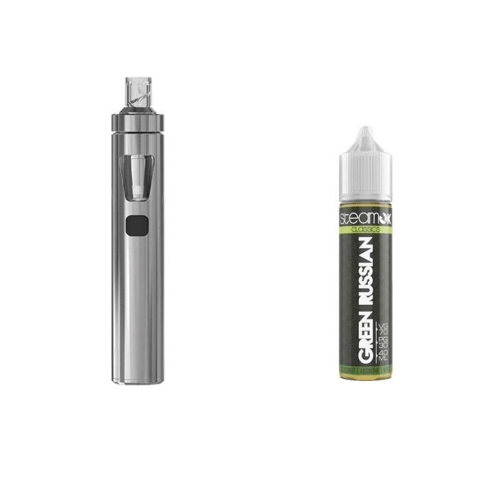 Kit Tigara Electronica Joyetech eGO AIO, 1500 mAh, Silver + Lichid SteamOK Green Russian, 40 ml