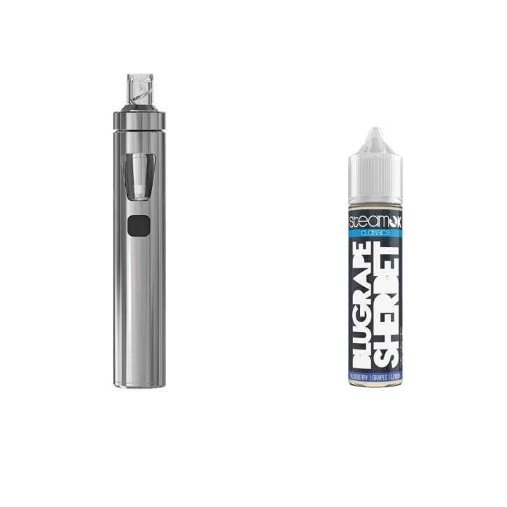 Kit Tigara Electronica Joyetech eGO AIO, 1500 mAh, Silver + Lichid SteamOK BluGrape Sherbet, 40 ml