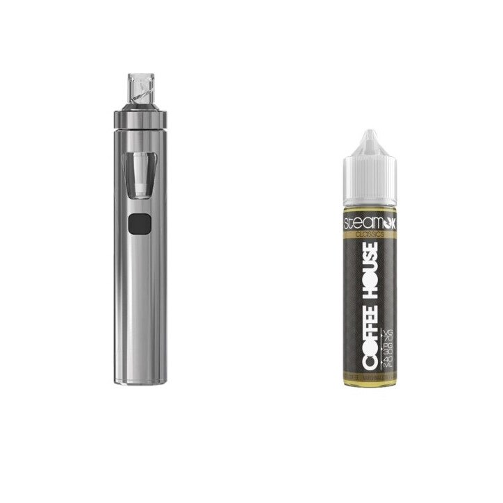 Kit Tigara Electronica Joyetech eGO AIO, 1500 mAh, Silver + Lichid SteamOK Coffee House, 40 ml