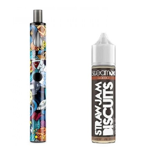 Set Tigara Electronica Innokin Jem Pen ,1000mAh ,2ml ,Cosmos + Lichid SteamOK, StrawJam Biscuits, 40ml