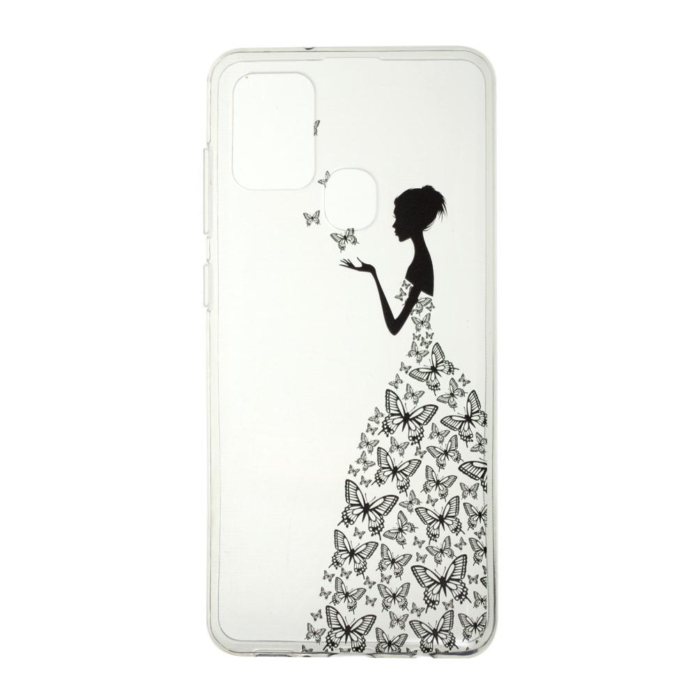 Husa Samsung Galaxy A21s model Butterfly Dress, Silicon, Antisoc, Viceversa Transparent/Negru