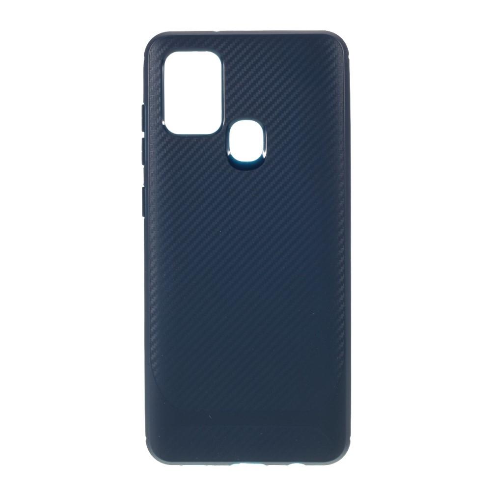 Husa Samsung Galaxy A21s model Carbon Fiber, Silicon, TPU, Viceversa Albastru