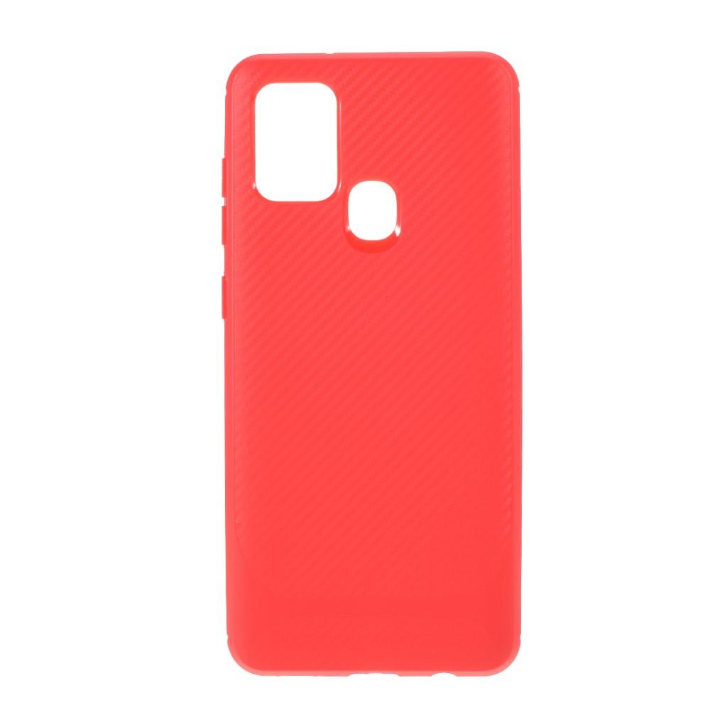 Husa Samsung Galaxy A21s model Carbon Fiber, Silicon, TPU, Viceversa Rosu