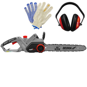 Set fierastrau electric Dedra DED8701, putere 2.2 kW, lant 40 cm, antifoane, manusi protectie AgroPro Set fierastrau electric Dedra DED8701, putere 2.2 kW, lant 40 cm, antifoane, manusi protectie AgroPro
