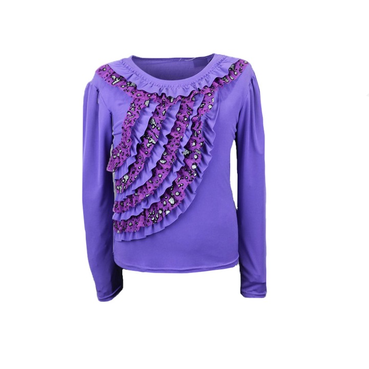 Елегантна блуза с дълъг ръкав за момиче Mini Junior BPFMJ-18-128, Лилаво 128 СМ