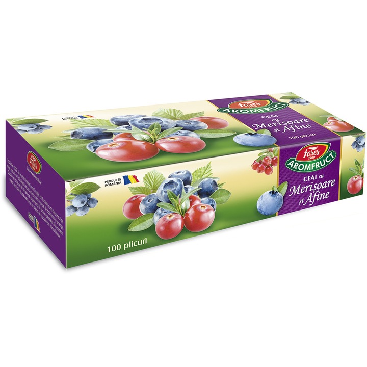 Ceai Aromfruct - Merisoare si Afine, 100 plicuri, Fares