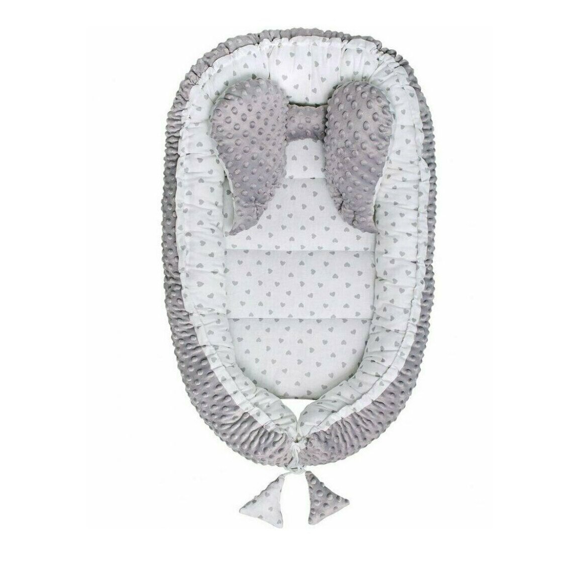 Cuib, Minky, cu inimioare, 75x45cm