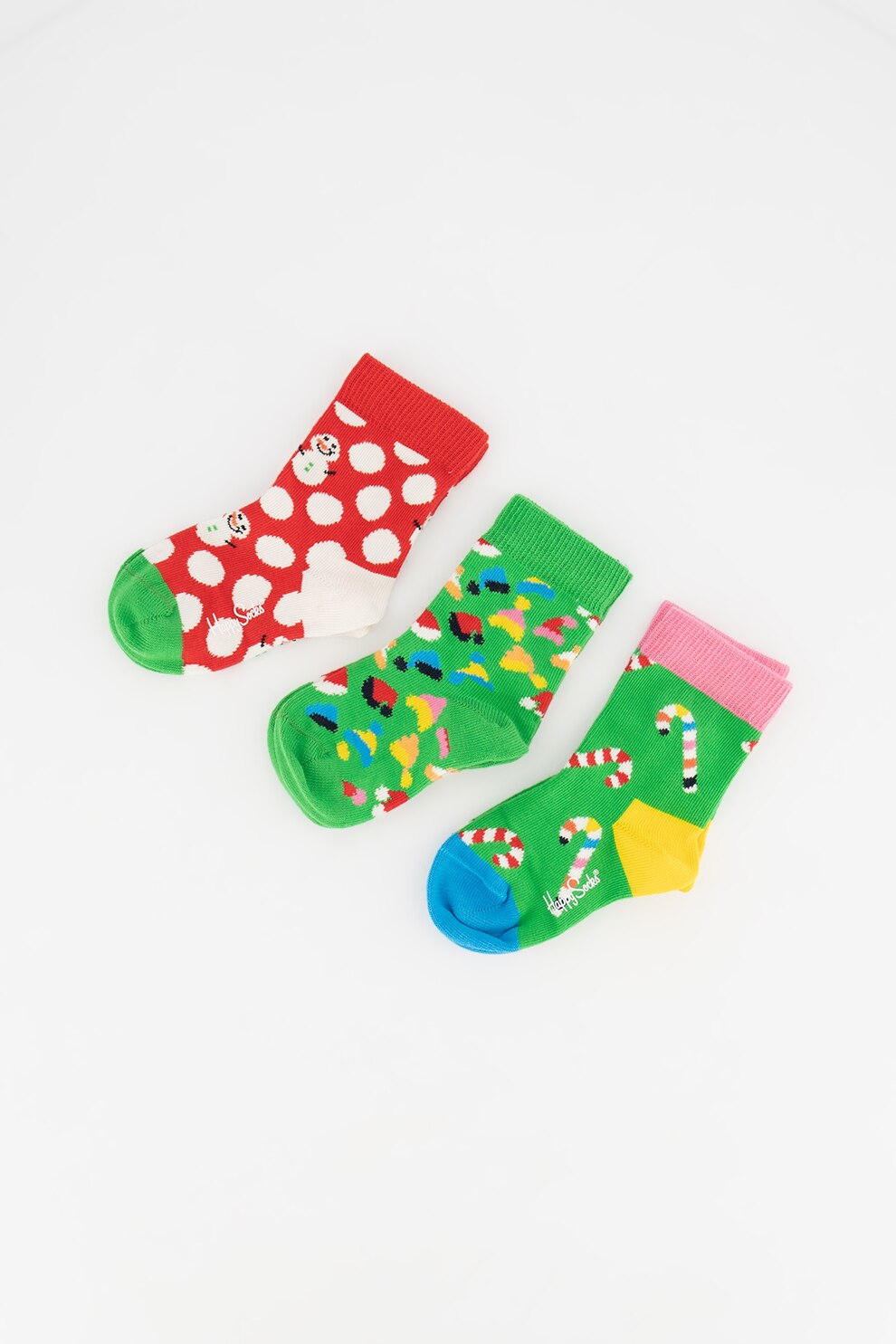 Happy Socks, Set de sosete de Craciun - 3 perechi, Verde/Rosu/Alb, 22-24 EU