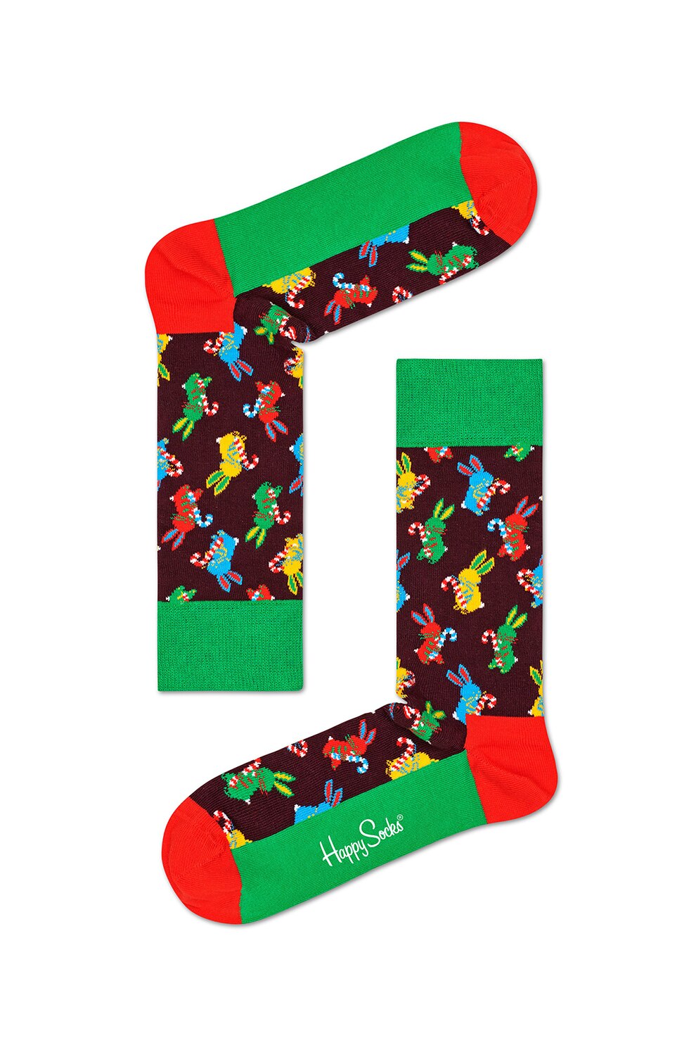 Happy Socks, Set de sosete lungi unisex cu imprimeu festiv, 3 perechi, Verde/Rosu/Albastru, 36-40