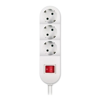 Prelungitor 3xShuko cu intrerupator 3,6kw 16A 3x1,5mm 5M Alb ELVON Prelungitor 3xShuko cu intrerupator 3,6kw 16A 3x1,5mm 5M Alb ELVON