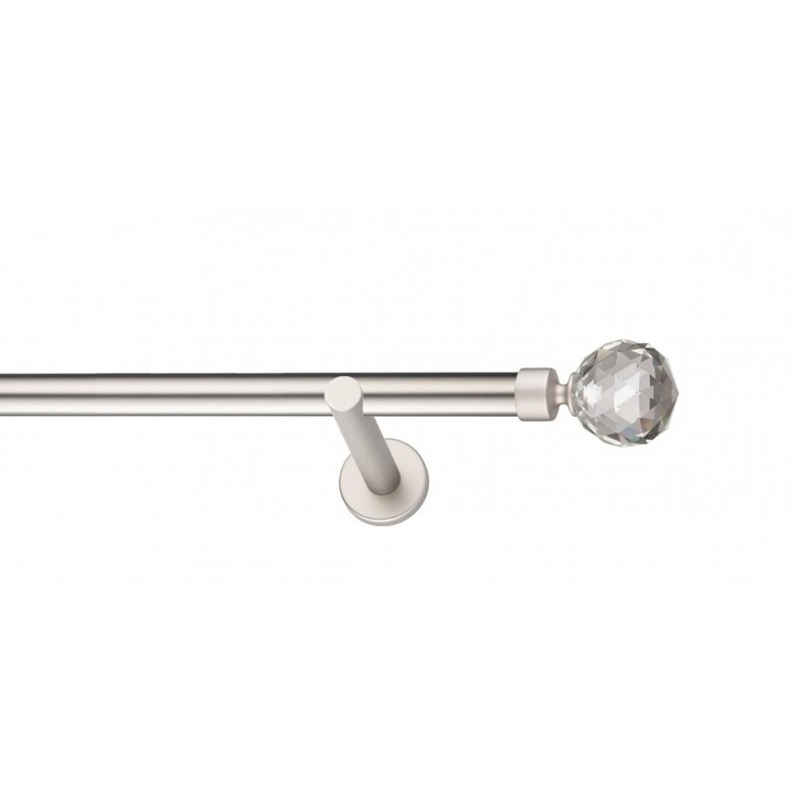 Galerie metalica Cristal -fara inele, simpla - moderna, 25mm x 3.2m, satin nichel (argintiu mat)