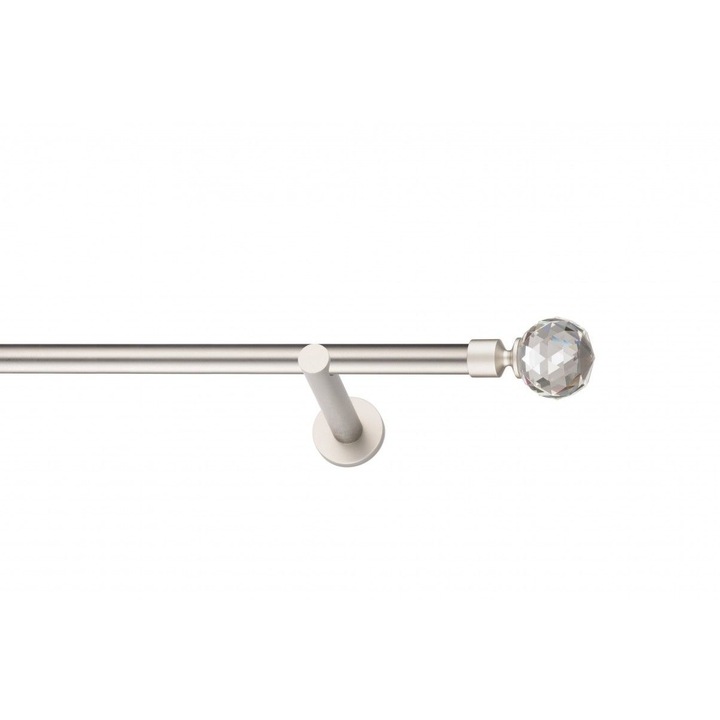 Galerie metalica Cristal Rotund -fara inele, simpla - moderna, 19mm x 4.0m, satin nichel (argintiu mat)