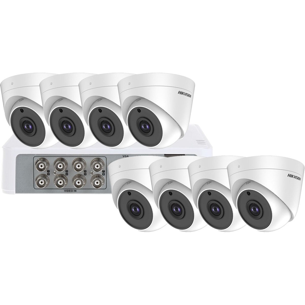 Sistem supraveghere video 8 camere de interior Hikvision 5MP(2K+), IR 20M