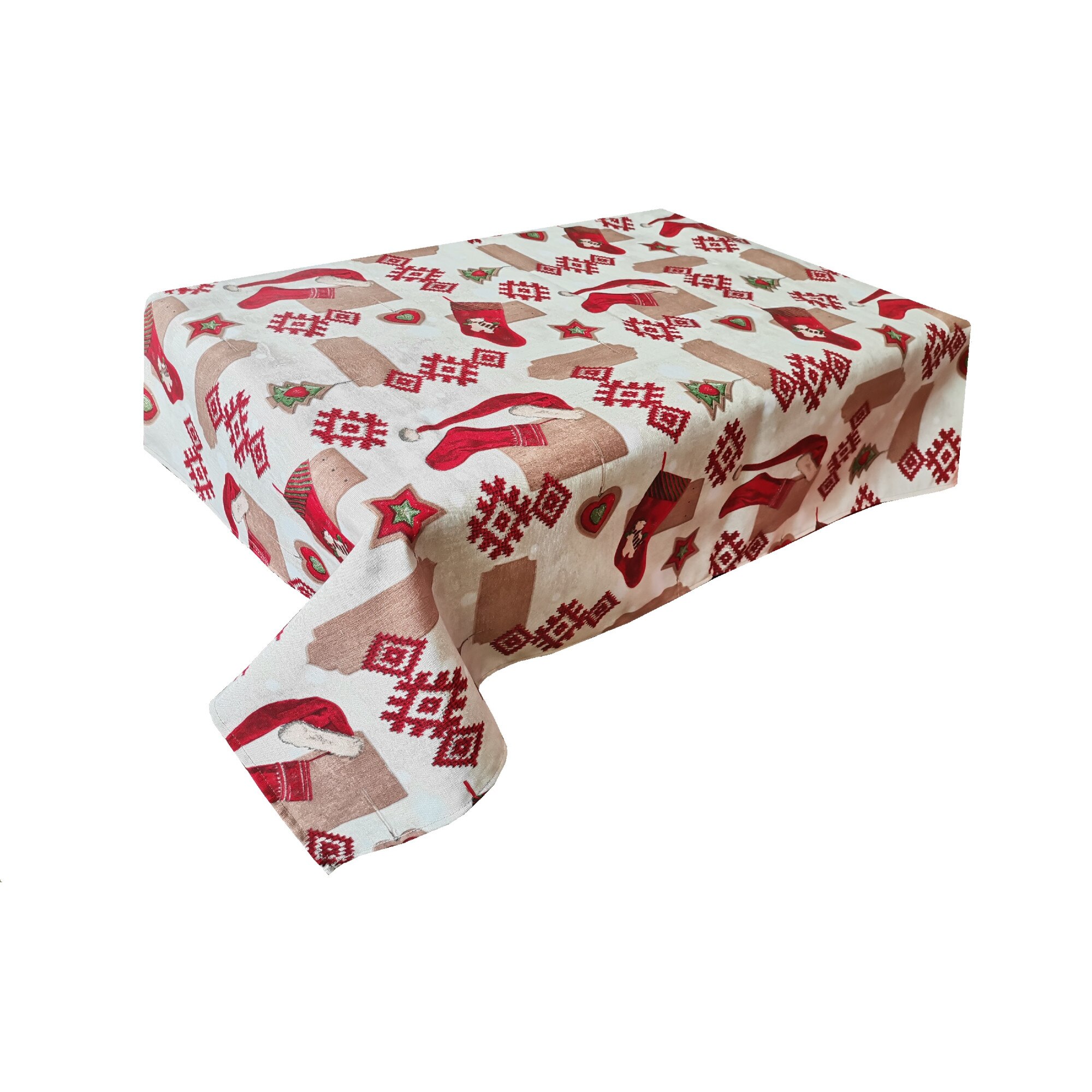 Fata de masa din damasc, pentru Craciun, marime M 180 cm x 140 cm, LUCIA