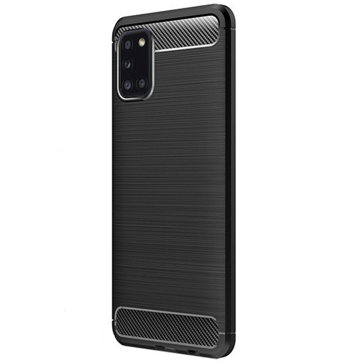 Husa Carbon Fiber Texture, Slim Armor, Brushed TPU Compatibil cu Oppo A52, Negru
