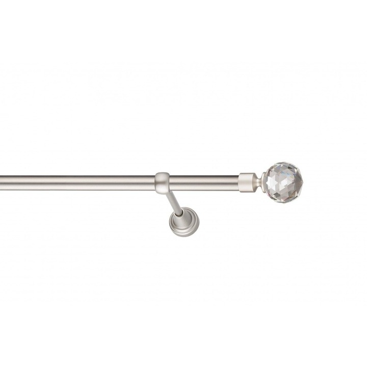 Galerie metalica Cristal Rotund -fara inele, simpla - clasic, 19mm x 4.0m, satin nichel (argintiu mat)