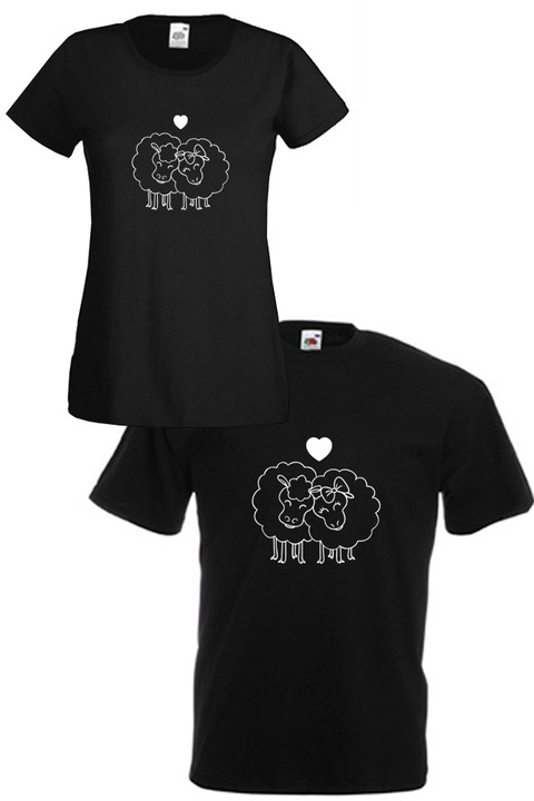 Комплект тениски Fruit of the Loom Love Sheeps 13020351, черни, дамска XS и мъжка L