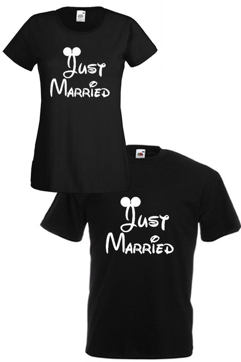 Комплект тениски Fruit of the Loom Just Married 8010677, черни, мъжка M и дамска L