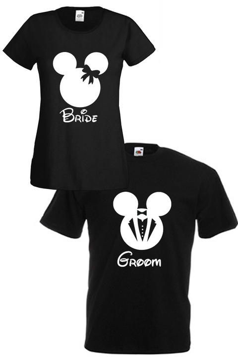 Комплект тениски Fruit of the Loom Bride & Groom 8010804, черни, мъжка XL и дамска M