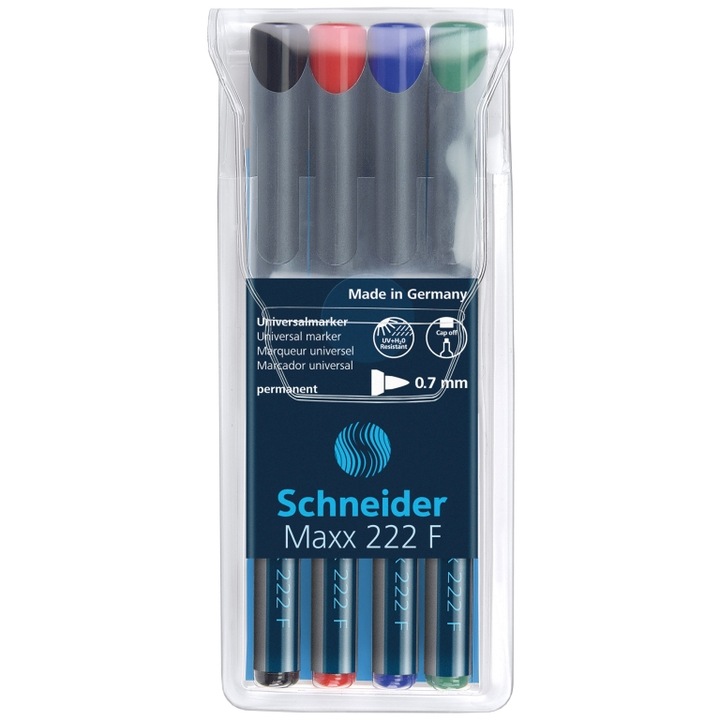 Маркер OHP Schneider 222, Перманентен, 0.7 мм, 4 броя/комплект