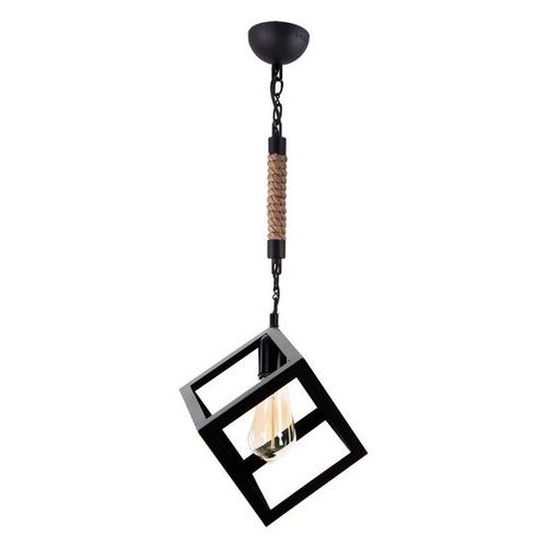 Pendul model cub negru cu franghie, E27