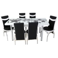 set masa extensibila model star negru cu 6 scaune negru cu alb imagen 50_0_
0