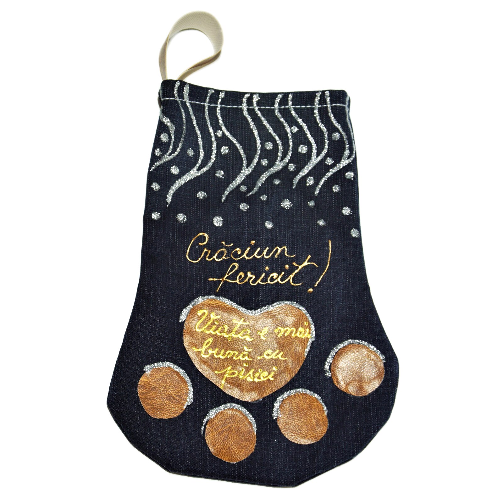Ciorap pentru cadouri de craciun, Regalo - Pisica fericita, 29 cm
