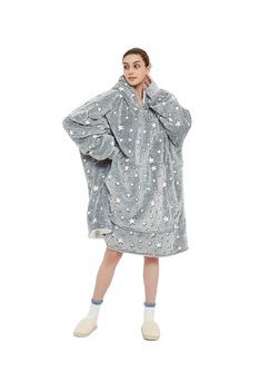 Hanorac superpufos, Panda Hug, super urias, marime universala, Alb/Gri melange, One Size Hanorac superpufos, Panda Hug, super urias, marime universala, Alb/Gri melange, One Size