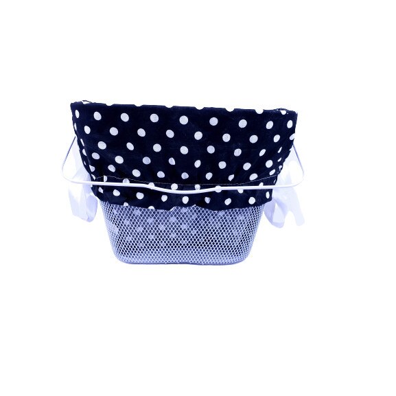 Cos fata alb click cu prindere pe ghidon, Negru cu puncte albe, 37cm x 26 cm x 22cm