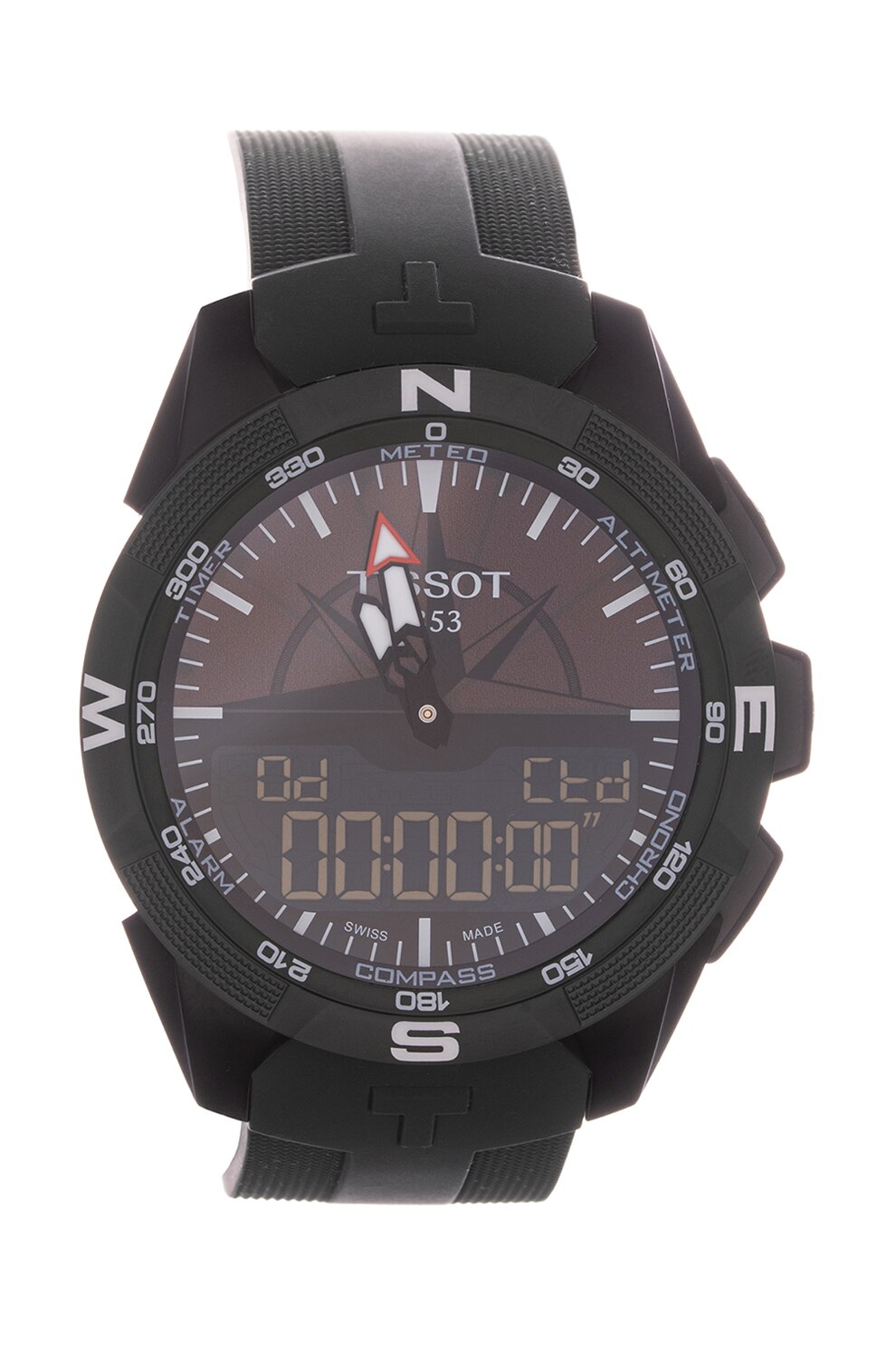 Tissot, Ceas cu functii multiple si curea de silicon, Verde inchis/Negru