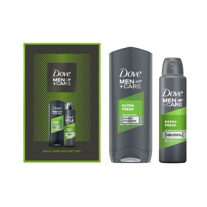 Комплект Dove Men +Care Extra Fresh: Антиперспирант спрей, 150 мл + Душ гел, 250 мл