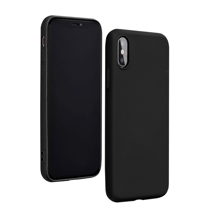 Apple iPhone X / XS Silicone Soft Case minimalista matt vékony szilikon hátlap tok, Fekete