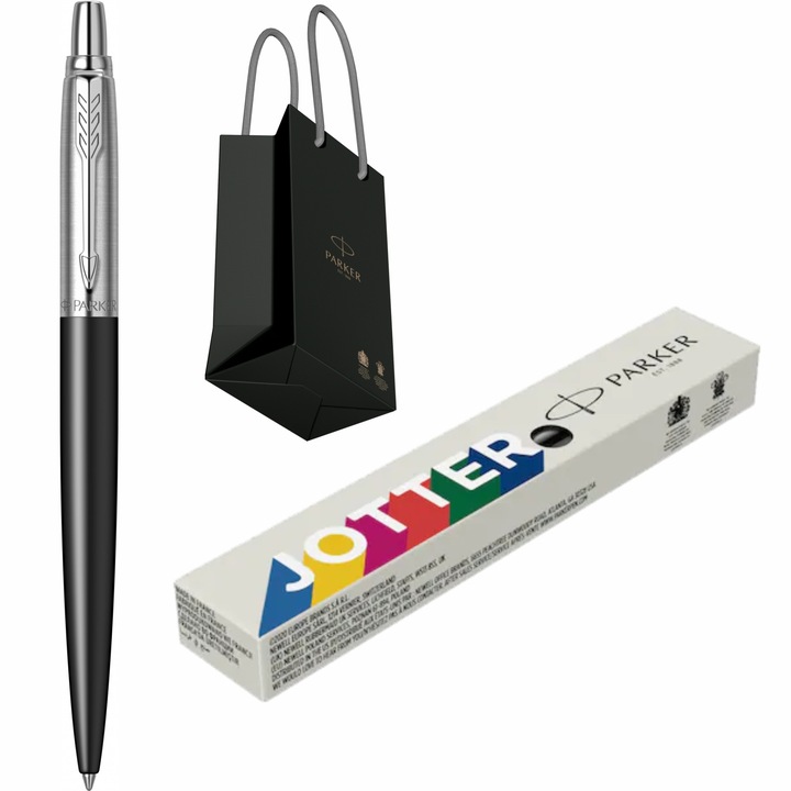 Pix Parker Jotter Royal Bond Street Black CT cu gravura laser inclusa si punga