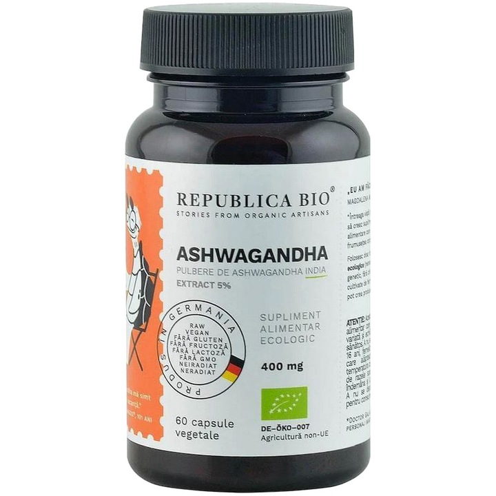 Ashwagandha ecologica, extract 5%, 60 capsule, REPUBLICA BIO