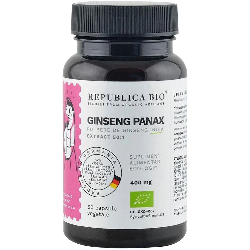 Ginseng Panax ecologic Republica BIO Extract 50:1, 60 capsule
