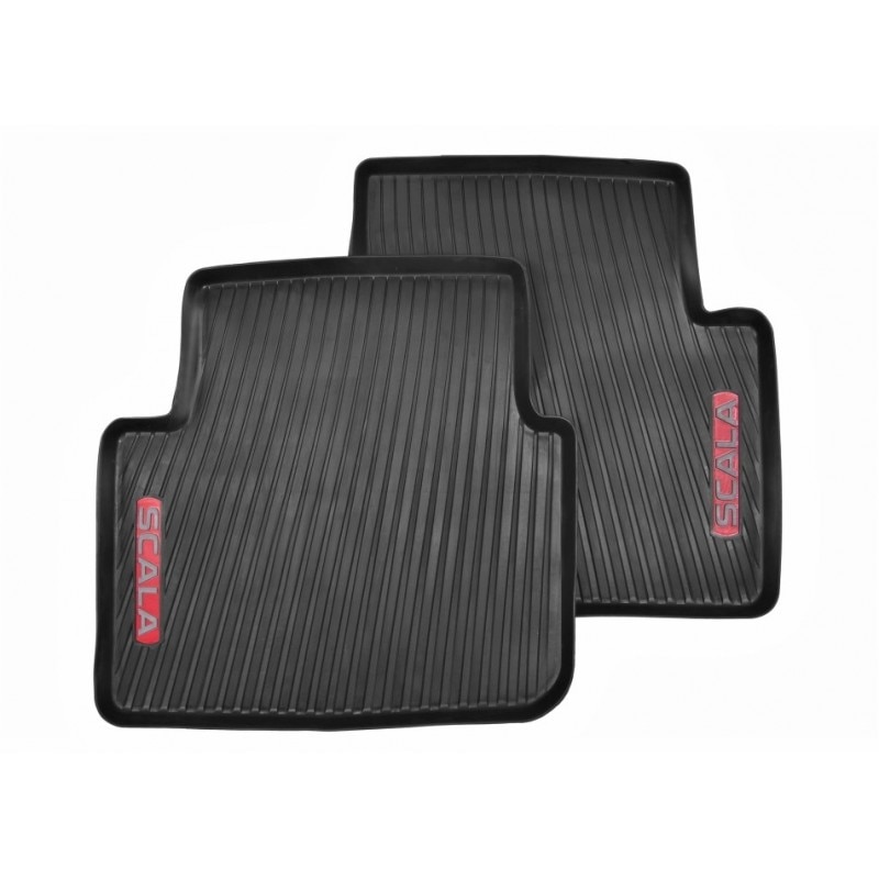 Set 2 covorase de cauciuc spate, originale Skoda Scala (NW1) 2019->, Negru/Rosu